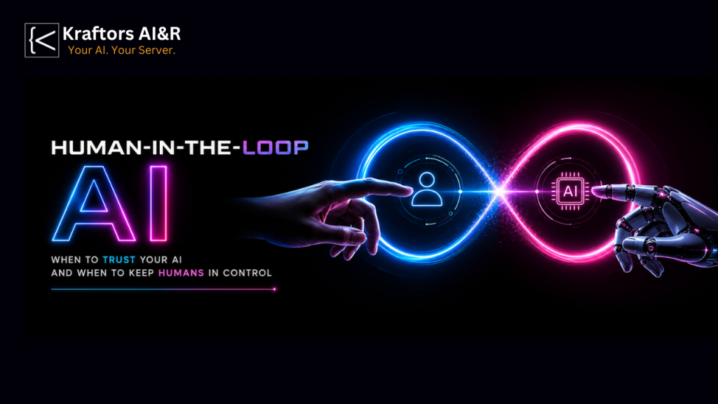 Human-in-the-Loop AI workflow showing AI automation, human review, and final decision for enterprise AI governance.