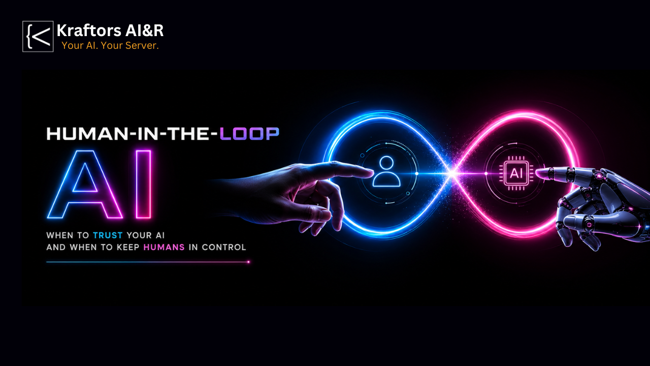 Human-in-the-Loop AI workflow showing AI automation, human review, and final decision for enterprise AI governance.