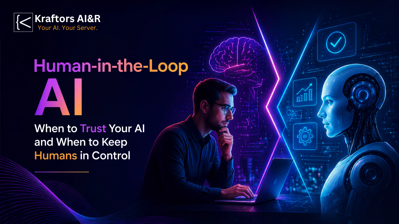 Human-in-the-Loop AI workflow showing AI automation, human review, and final decision for enterprise AI governance.